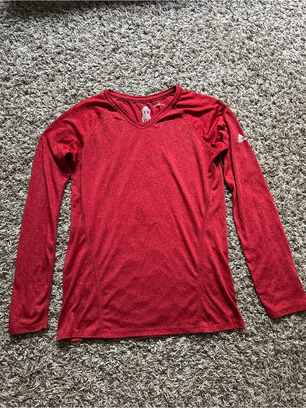 adidas Women's Long Sleeve Red Athletic Tee